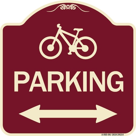 Signmission Bicycle Parking W/ Bidirectional Arrow Heavy-Gauge Aluminum Sign, 18" x 18", BU-1818-24314 A-DES-BU-1818-24314